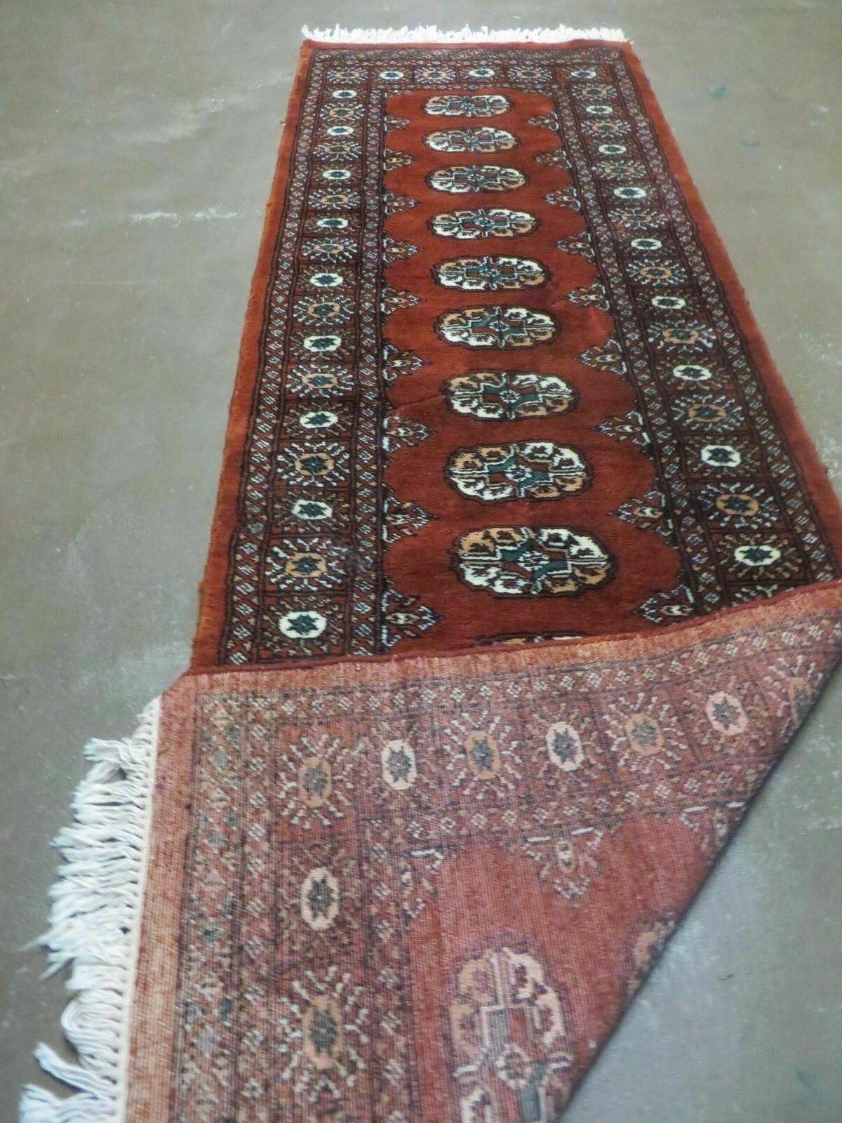 2' 5" X 7' 6" Vintage Handmade Bokhara Turkoman Pakistani Red Wool Runner Rug Nice - Jewel Rugs