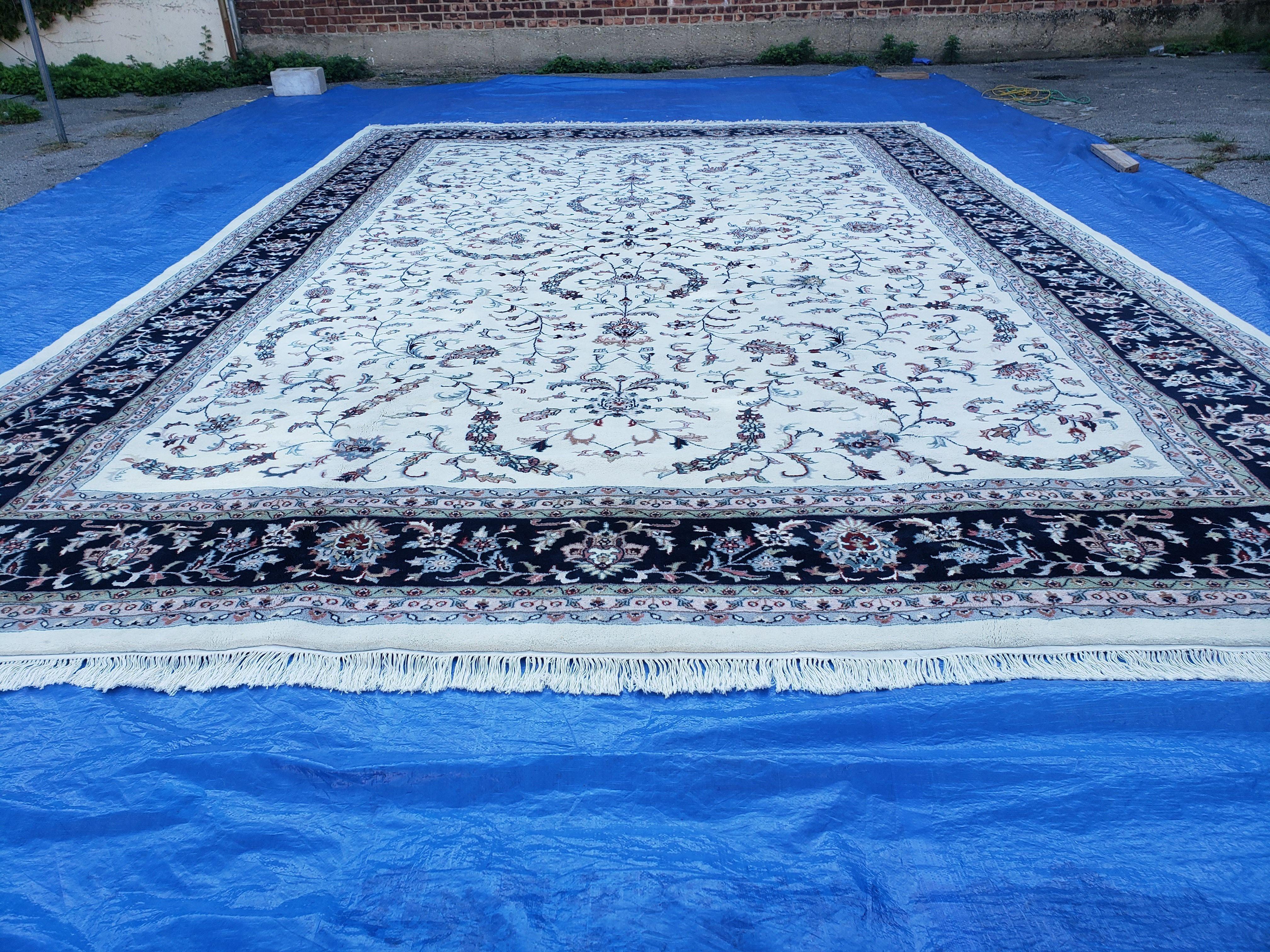 12' X 18' Hand-Knotted Wool Rug Handmade Oriental Carpet One Of A Kind Ivory - Jewel Rugs