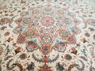 13' X 13'6" Authentic Fine Handmade Persian Tabriz Wool & Silk Rug Signed Oval Round Ivory Pink Wow - Jewel Rugs