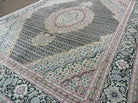 8' X 10' Vintage Fine Handmade Chinese Oriental Wool & Silk Black Area Rug Mahi/Herati Style - Jewel Rugs