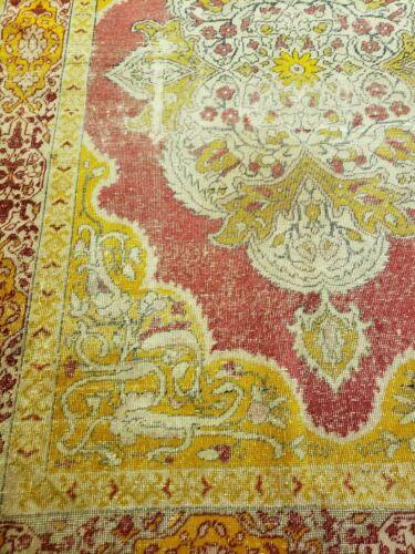 4' X 6' Antique Handmade Turkish Prayer Melas Oushak Wool Rug Gold Mustard Nice - Jewel Rugs