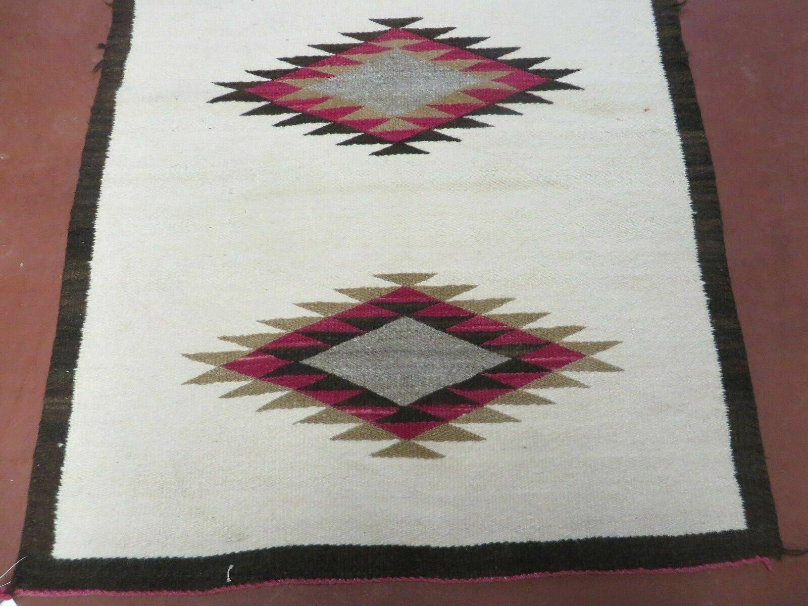 2.5' x 4' Incredible American Indian Blanket Navajo Navaho Wool Rug Diamonds - Jewel Rugs