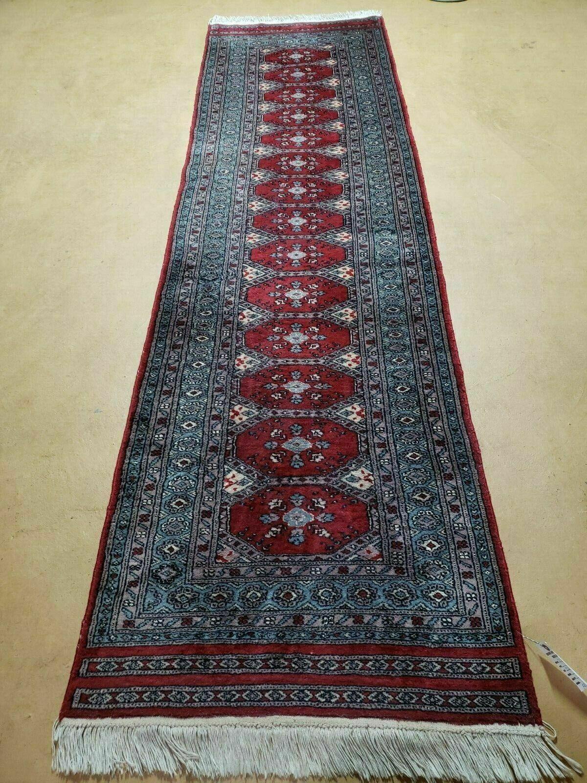 2' 8" X 9' 4" Vintage Handmade Bokhara Turkoman Pakistani Wool Runner Rug Nice - Jewel Rugs