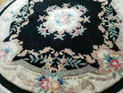 7' Vintage Round Handmade Chinese Peking Art Deco Wool Rug Flowers 90 Line - Jewel Rugs