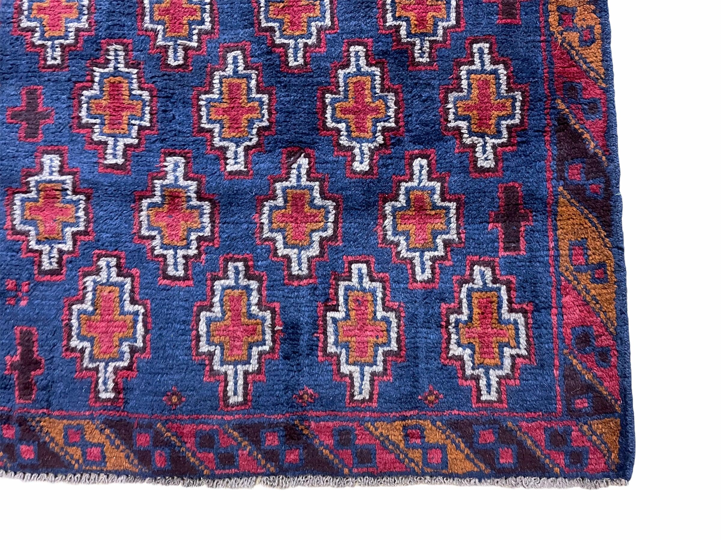 2' 10" X 4' 8" Vintage Handmade Tribal Wool Rug Balouchi Rug Afghan Rug Red Blue - Jewel Rugs