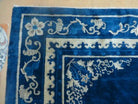 9' X 12' Antique Hand Made Art Deco Chinese Rug Peking Flowers Floral Blue Nice - Jewel Rugs