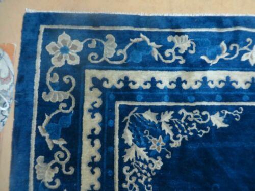 9' X 12' Antique Hand Made Art Deco Chinese Rug Peking Flowers Floral Blue Nice - Jewel Rugs