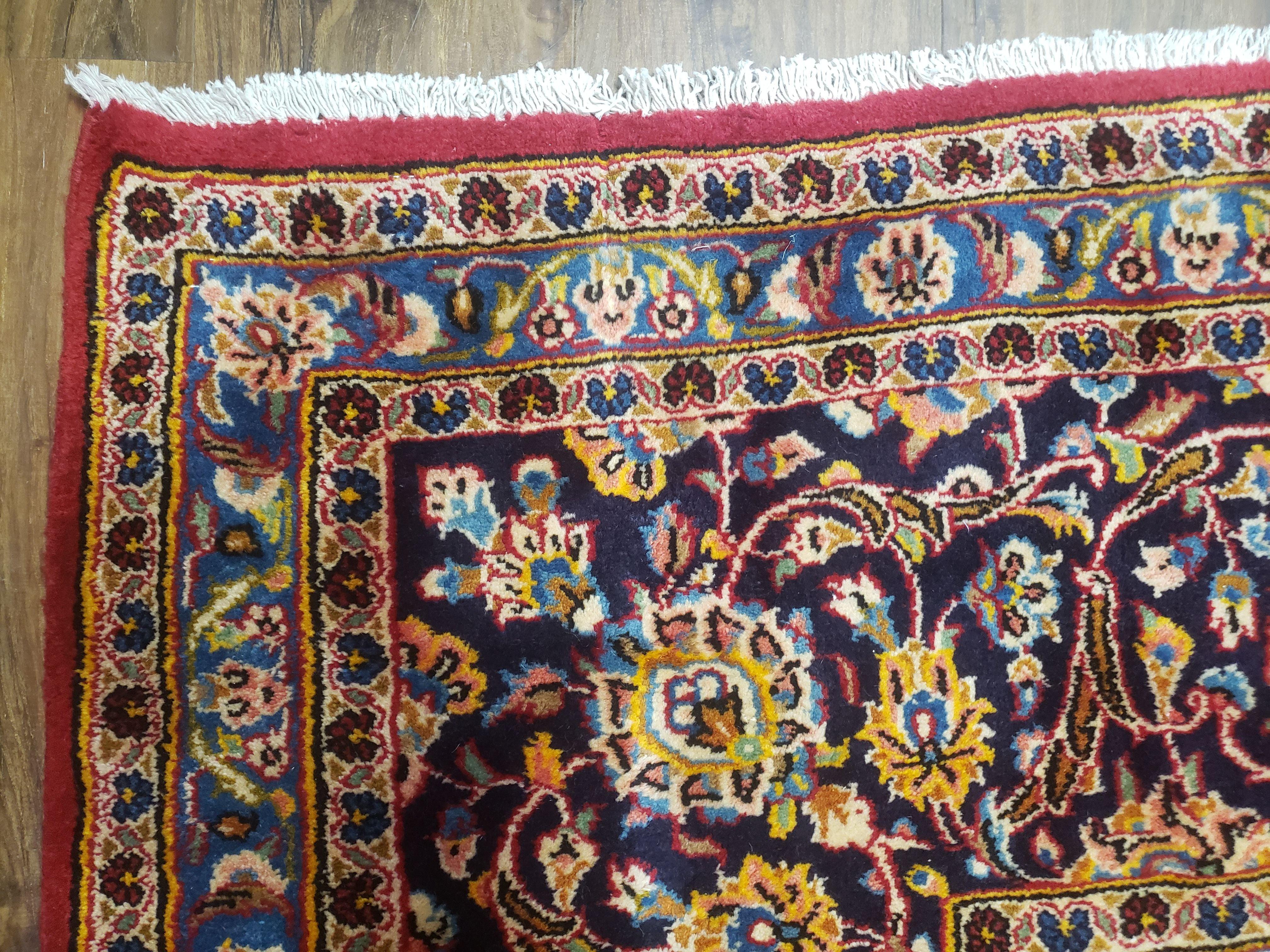 Antique 1930s Persian Kashan 10x14, Wool, Hand-Knotted, Central Medallion - Jewel Rugs