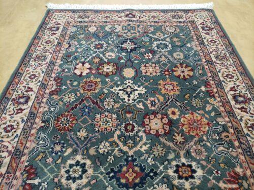 3'11"X 5'6" Karastan Mahal Leaf Green Ivory Wool Rug 440/98021 Belgium Kara Shah - Jewel Rugs