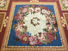 9x12 Aubusson Rug Brand New Bold Colors Blue Red Flat Weave Carpet Handmade Hand-Knotted Aubusson Weave French European Design Wool Area Rug - Jewel Rugs