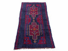 2' 7" X 4' 6" Vintage Handmade Tribal Wool Rug Balouchi Rug Afghan Red Blue 3x5 - Jewel Rugs