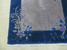 3' X 6' Antique Handmade Chinese Peking Art Deco Wool Blue & Gray Rug with Flowers - Jewel Rugs