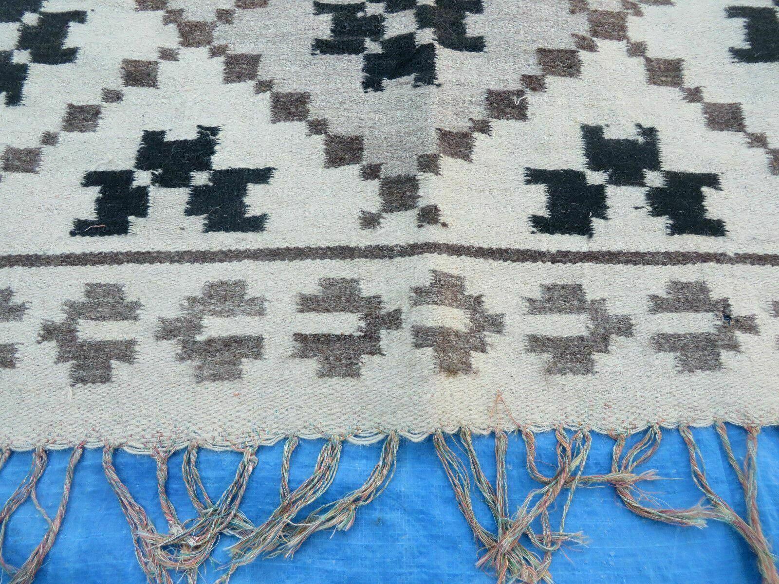 4' x 8' Vintage Folk Art Latin American Mexican Blanket Weaving Wool Kilim Rug - Jewel Rugs