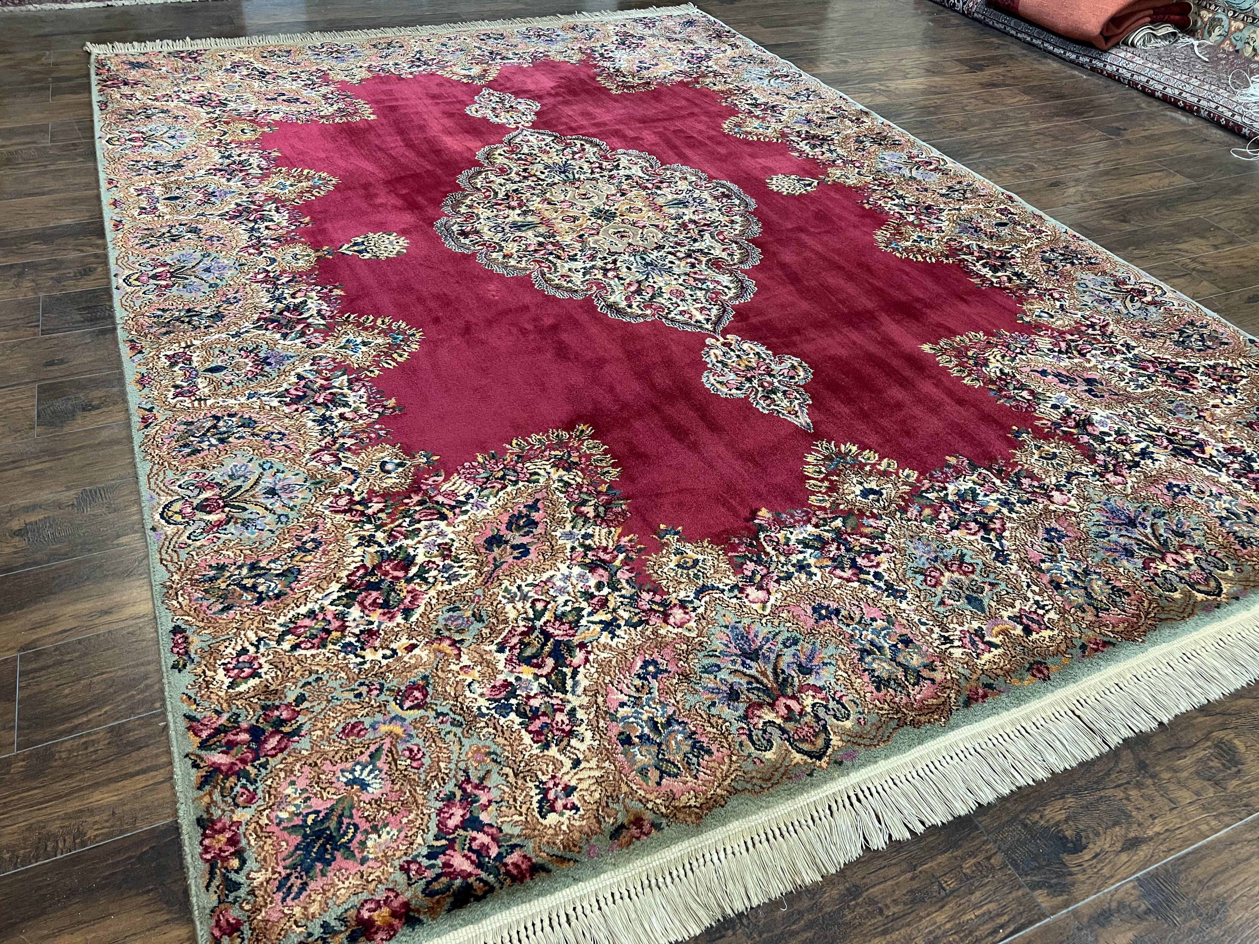 Vintage Karastan Red Kirman Rug #762, 8.8 x 12 Karastan Carpets, Original 700 Series Discontinued Karastan Rug, Large Floral Wool Area Rug - Jewel Rugs