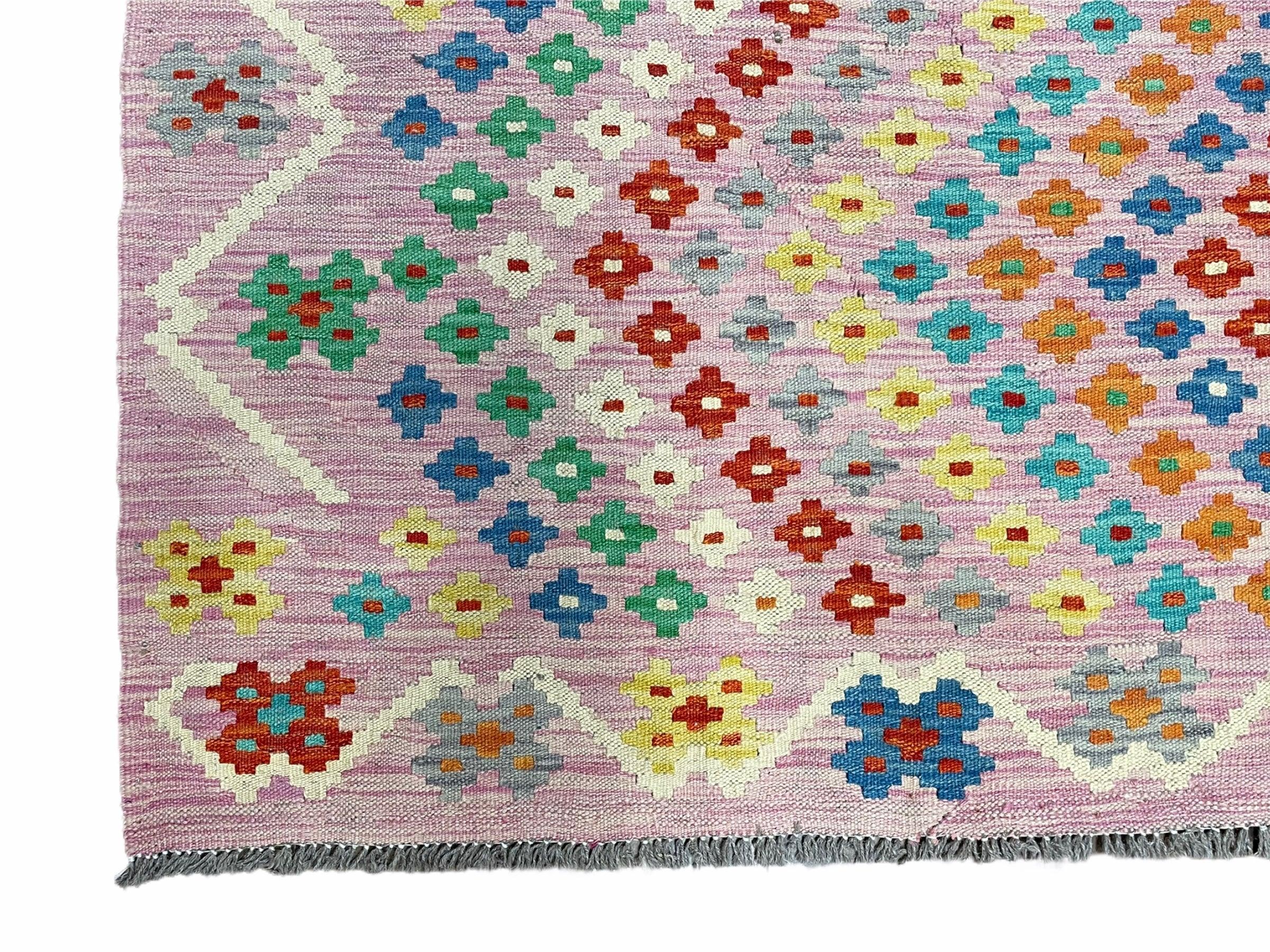 Pink Kilim Rug 6x8 Colorful Turkish Kilim Rug 6 x 8 Flat Weave Kilim Playful Kilim Multicolor Anatolian Chobi New Kilim - Jewel Rugs