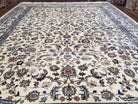 Vintage Indo Persian Area Rug 9x12, Hand-Knotted Wool Oriental Carpet, Ivory Allover Pattern Afshan Indian Rug, Living Room Rug, Dining Room - Jewel Rugs