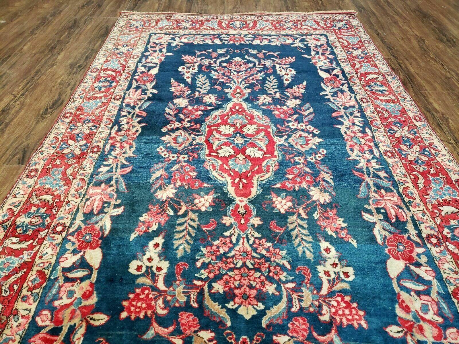 4' X 7' Vintage Handmade Turkish Wool Rug Flowers Birds Tree Of Life Blue Red - Jewel Rugs