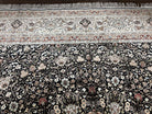 Top Quality Silk Sino Persian Rug 9x12, Highly Detailed Persian Carpet, Center Medallion Floral Allover Black and Ivory/Cream Room Sized Wow - Jewel Rugs