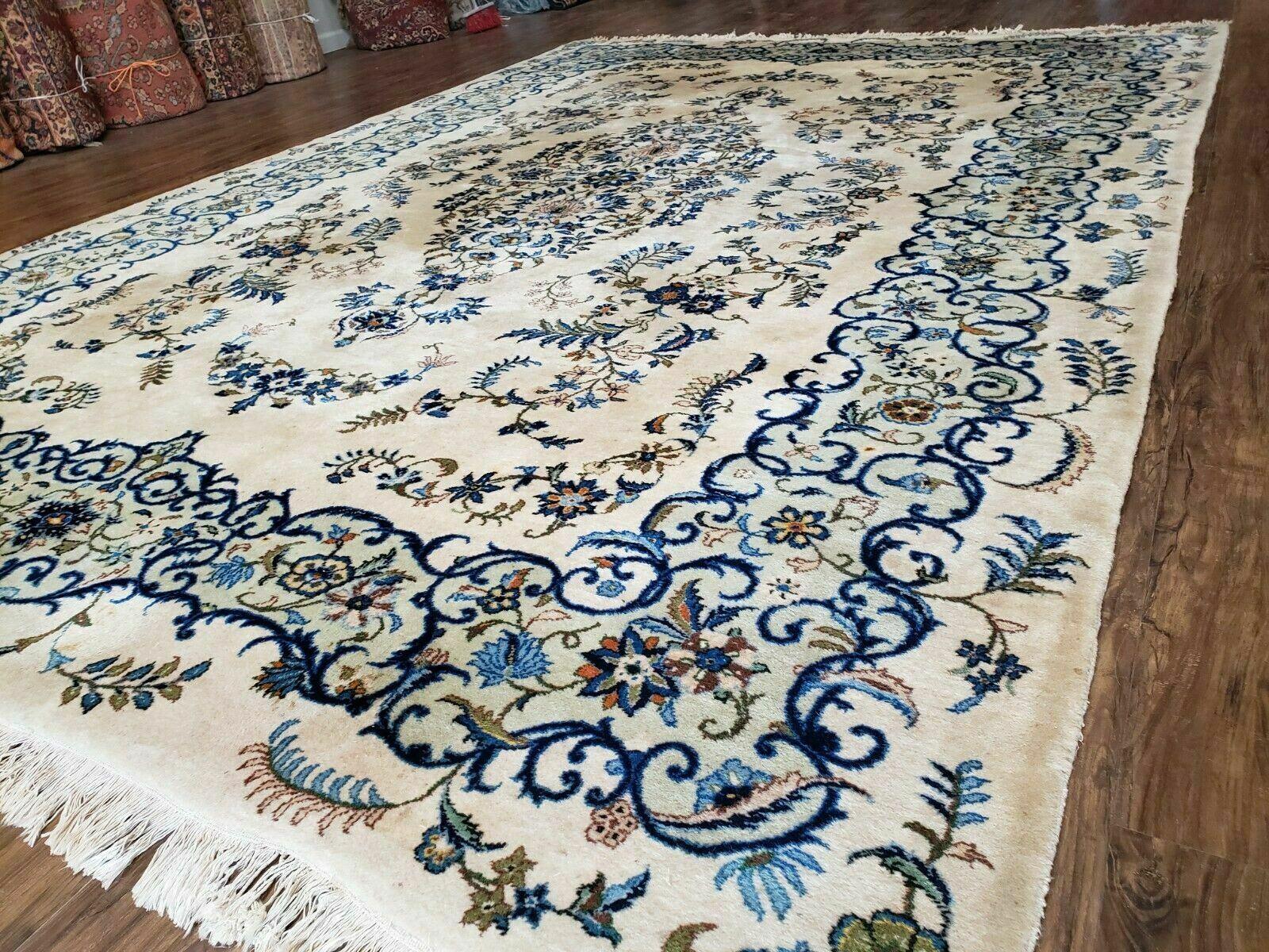 8' X 10' Semi Antique Handmade India Floral Lamb Wool Rug Carpet Ivory/ Beige - Jewel Rugs