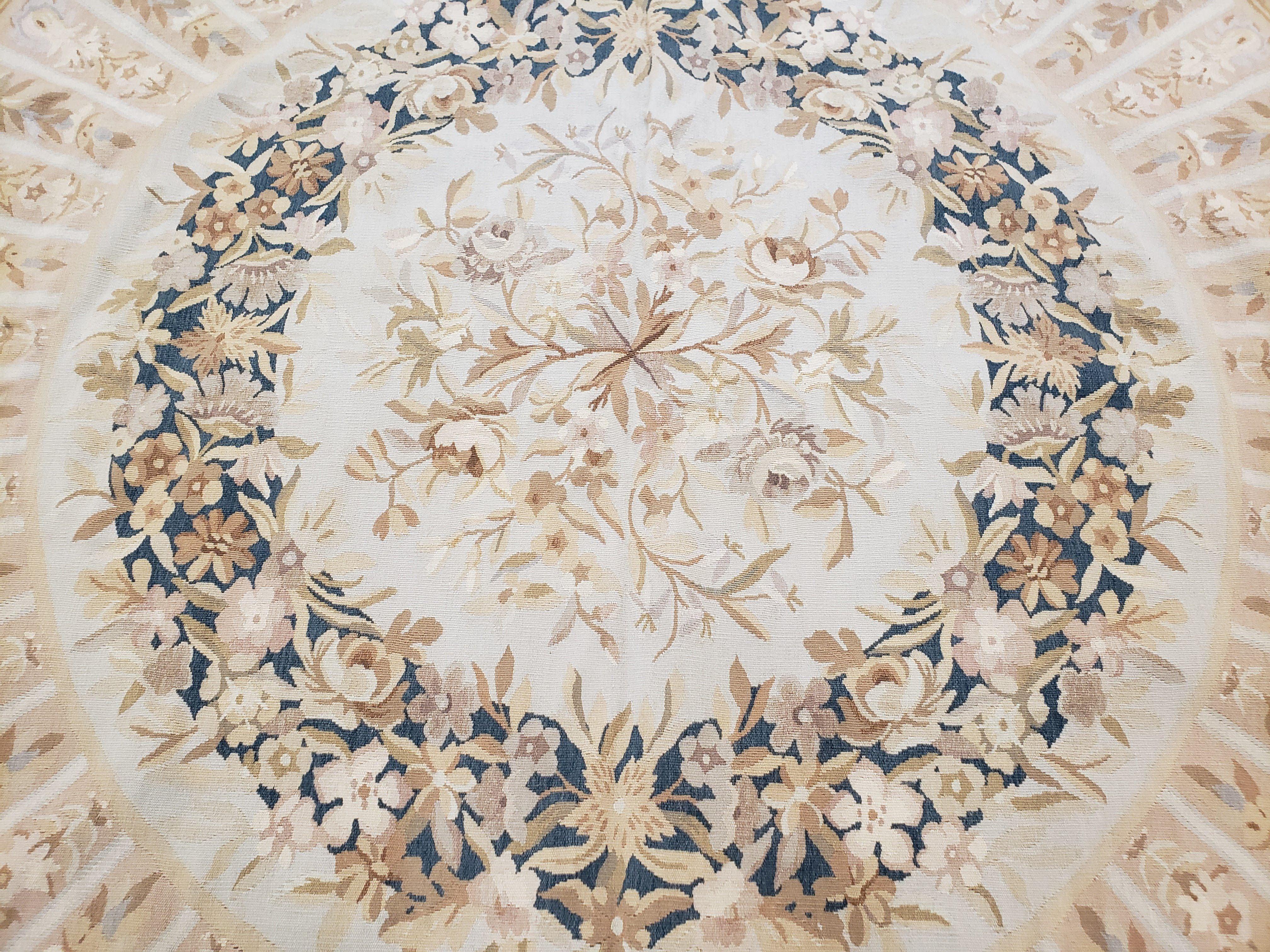 New Aubusson Rug 11x16 Oversized Carpet, Palace Sized Rug 11 x 16, Elegant Savonnerie European Handmade Floral Vases Flatweave Wool Area Rug - Jewel Rugs