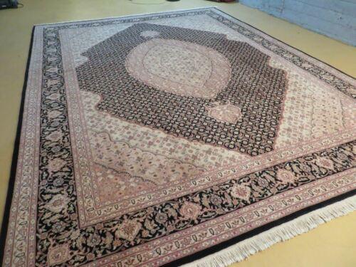 9' X 12' Vintage Hand Made Chinese Oriental Wool Silk Rug Hand Knotted Black - Jewel Rugs