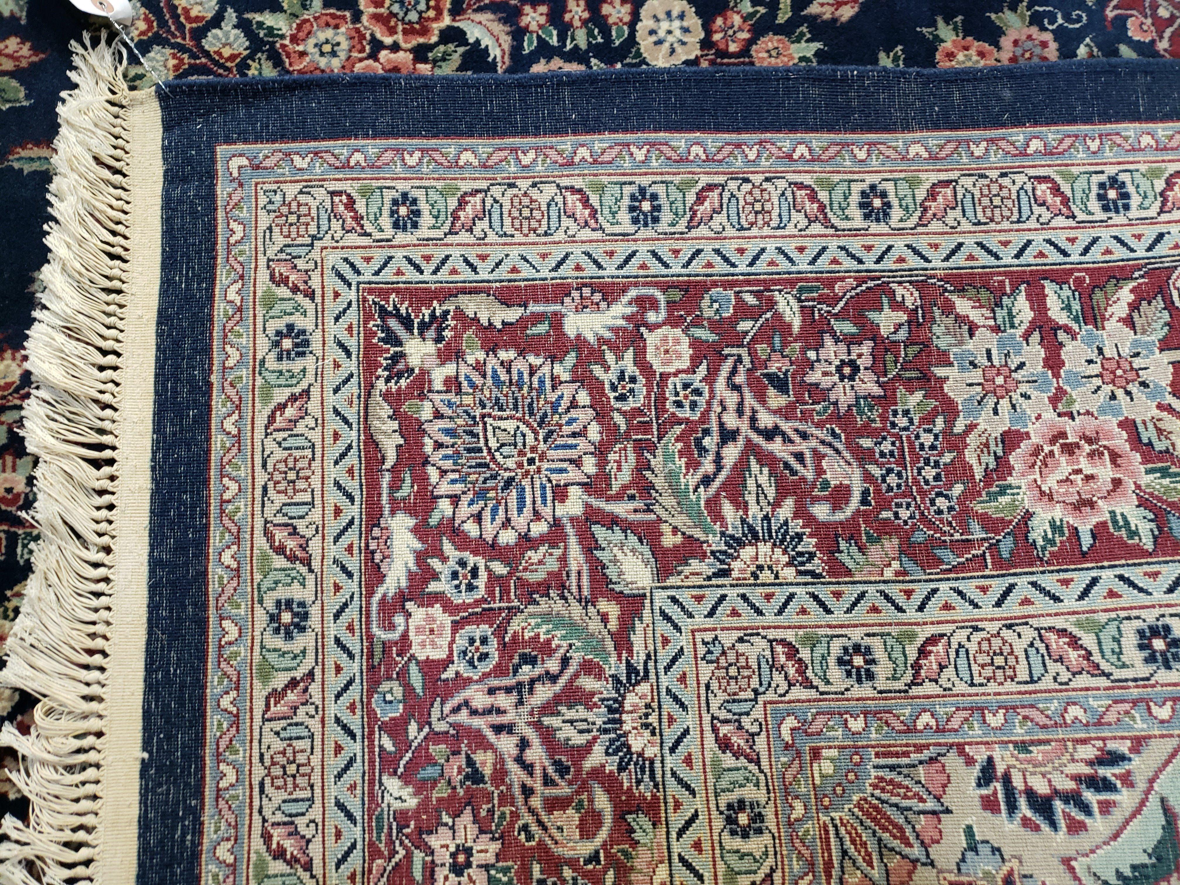 9x12 Pak-Persian Rug - 9 x 12 Blue Persian Rug - Pakistani Rug - Fine Hand Knotted Wool Area Rug - Roses Flowers Medallion Oriental Carpet - Jewel Rugs