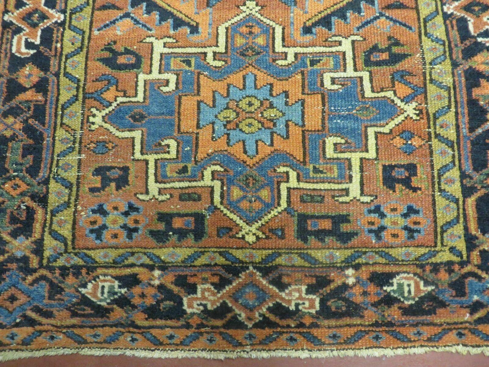 3' X 5' Antique Handmade Indo Caucasian Design Geometric Wool Rug Nice - Jewel Rugs