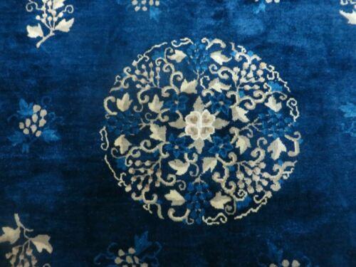 9' X 12' Antique Hand Made Art Deco Chinese Rug Peking Flowers Floral Blue Nice - Jewel Rugs