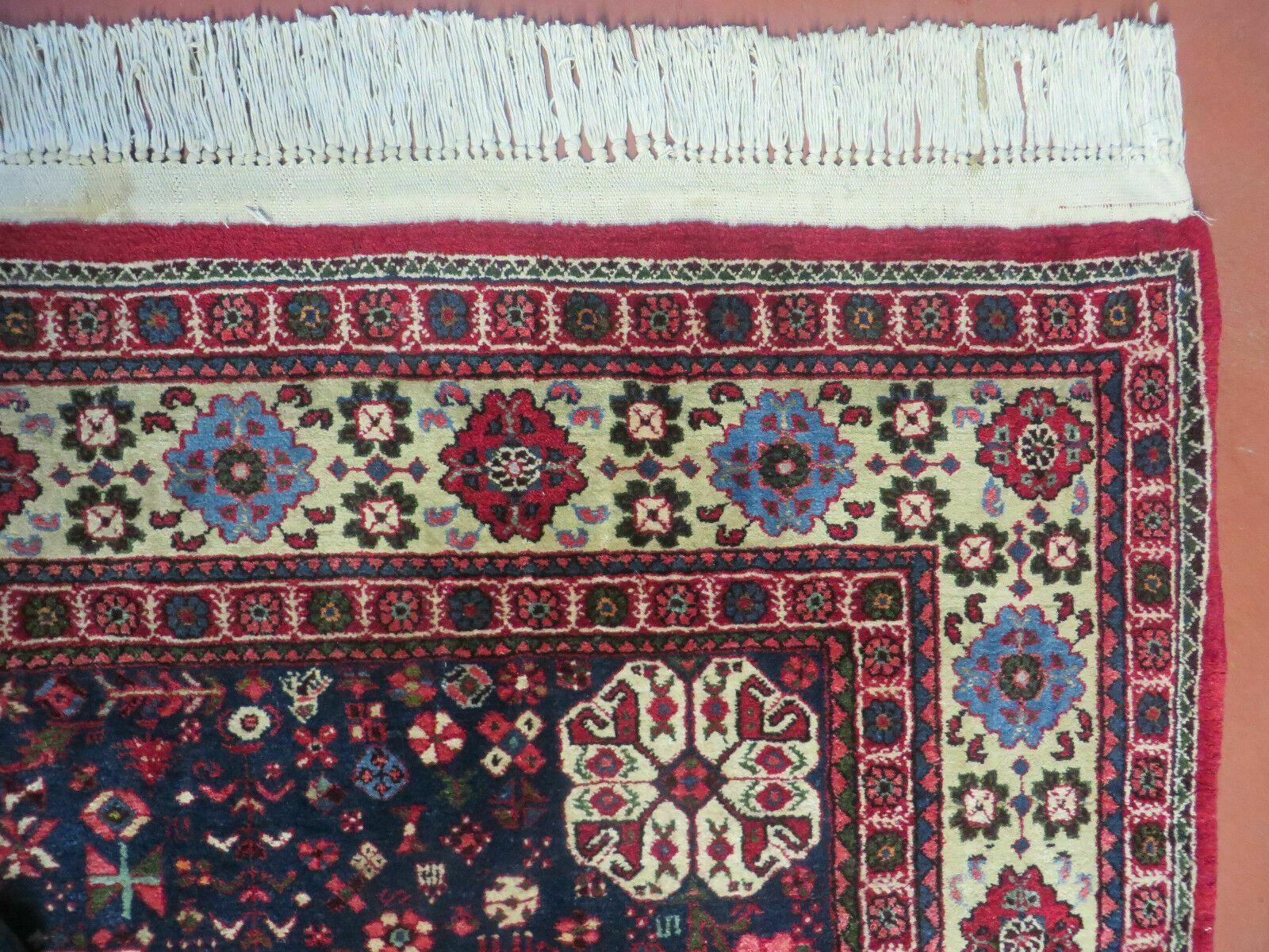 7' X 10' Vintage Handmade Indian Floral Wool Rug Hand Knotted Carpet Red Ivory - Jewel Rugs