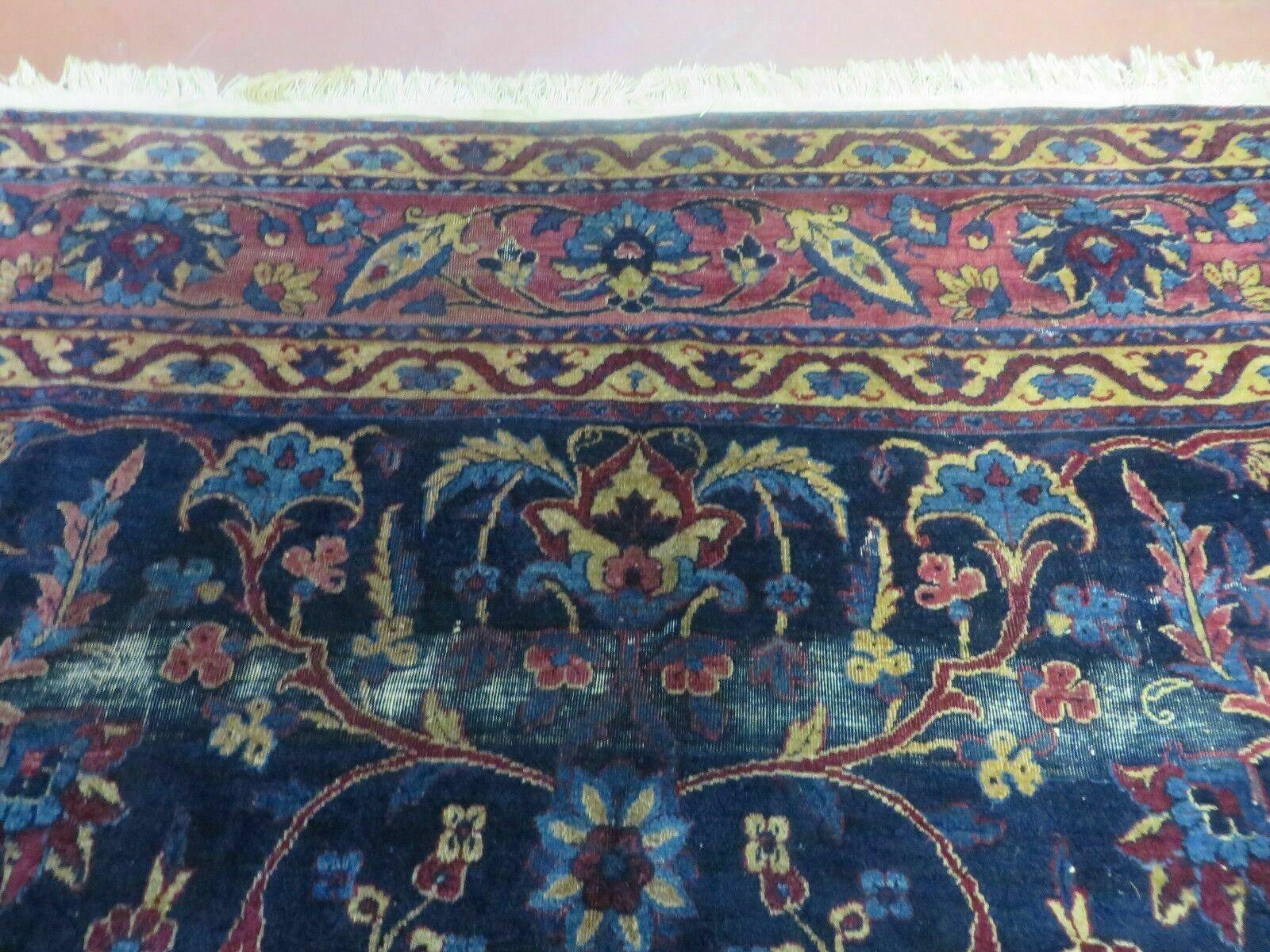 7' X 8' Antique Turkish Osiem Wool Rug Hand Knotted Navy Blue Nice - Jewel Rugs