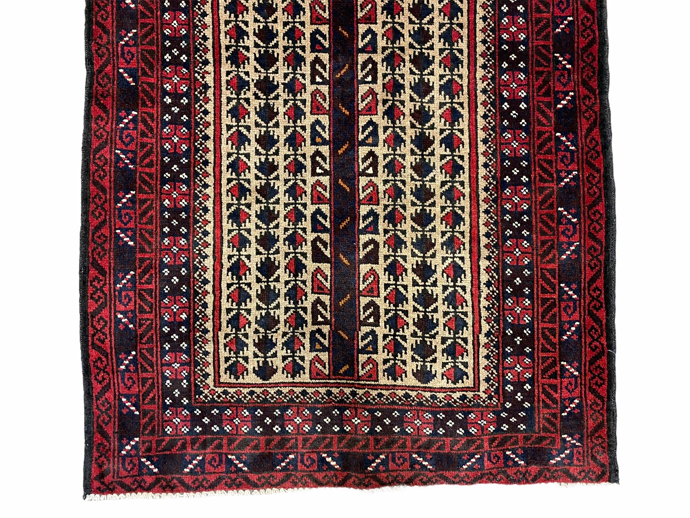 3x5 New Vintage Handmade Tribal Balouch Wool Rug Prayer Rug Red Black Beige Nice - Jewel Rugs