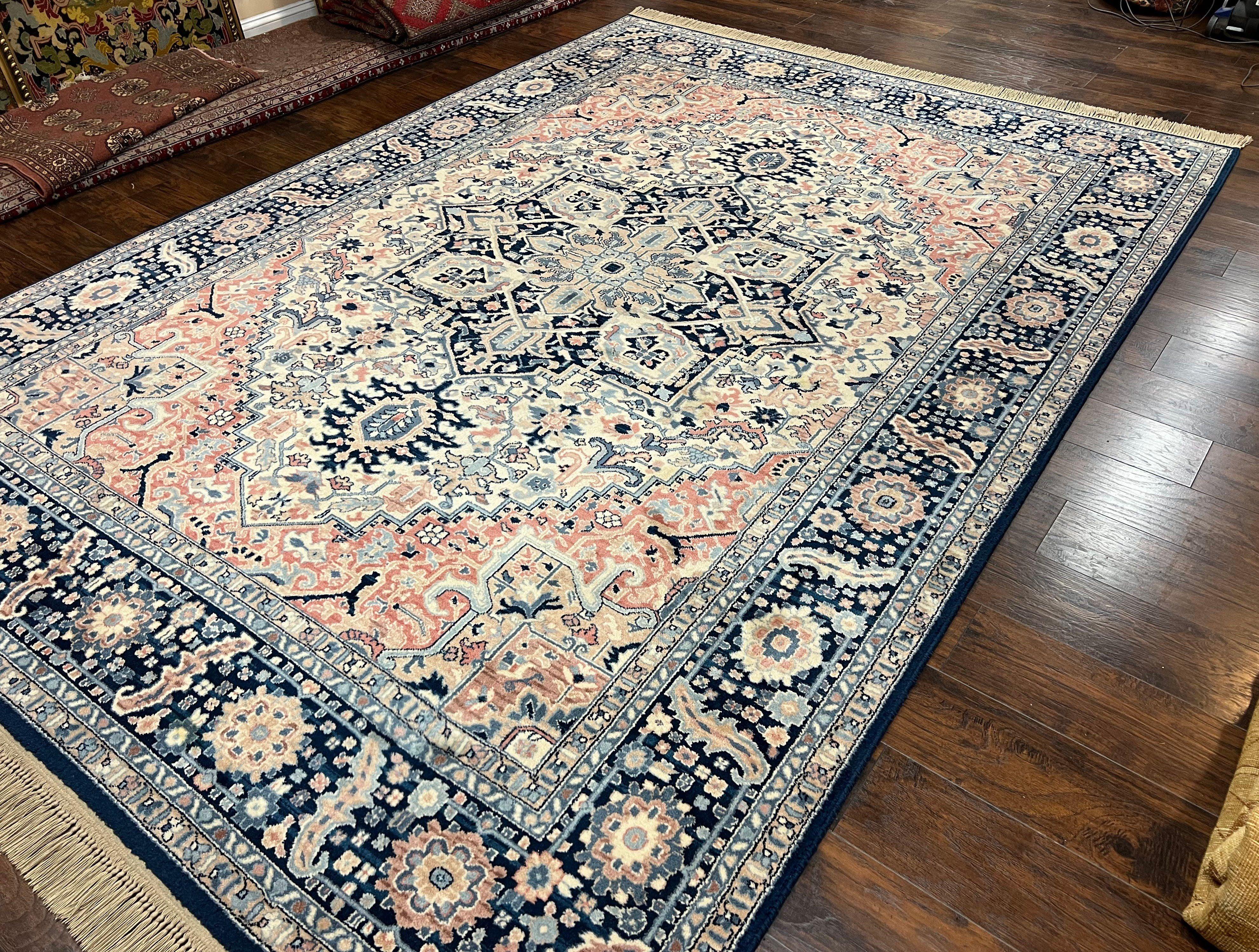 Karastan Rug 8.8 x 12 Blue Heriz #748, Wool Karastan Carpet, Discontinued Karastan Area Rug, Vintage Karastan Original Collection 700 Series - Jewel Rugs