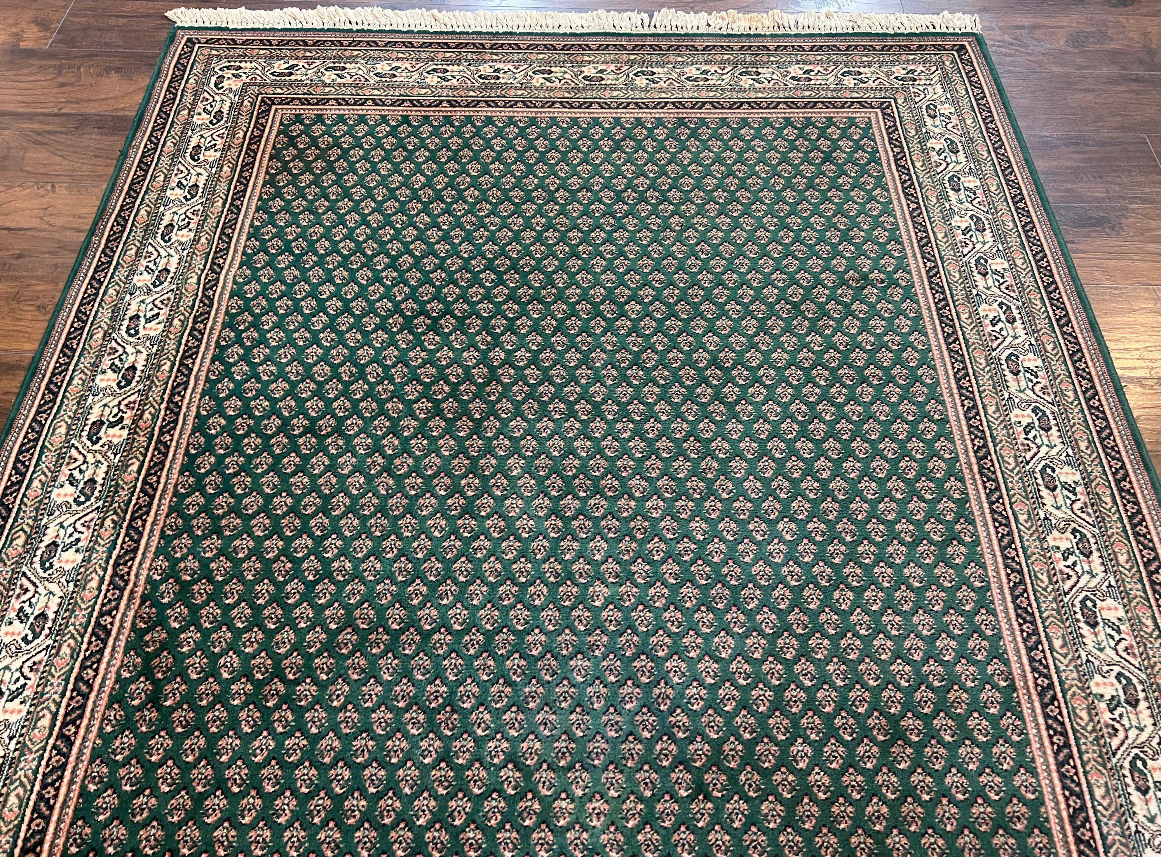 Couristan Rug 6x8, Vintage Oriental Carpet 6 x 8 ft, Belgium Power-Loomed Rug, Green and Cream, Traditional Rug, Boteh Mir Paisley Pattern - Jewel Rugs