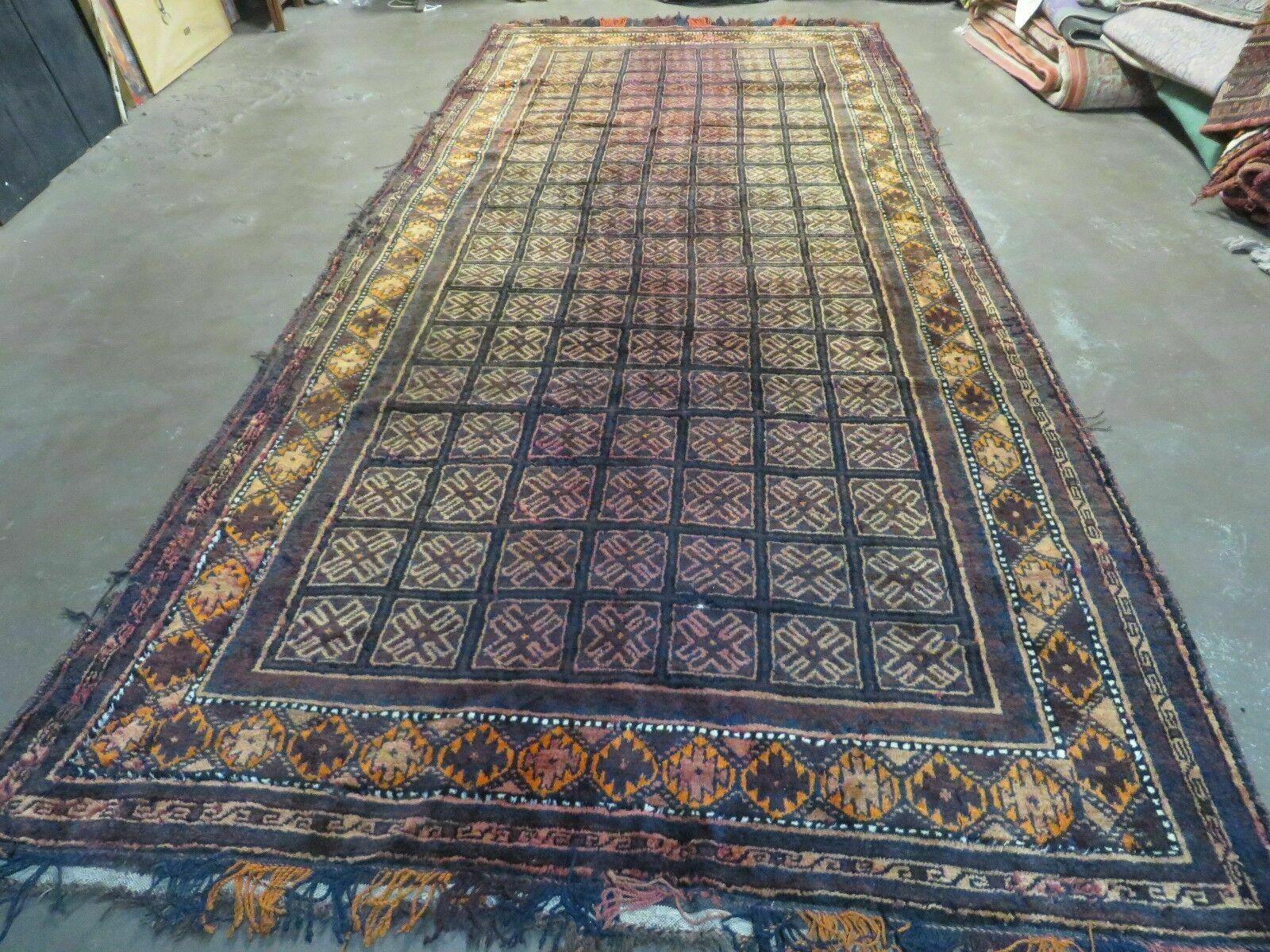 5'6" X 13' Antique Handmade Afghan Balouch Wool Rug Tribal Veg Dye Kalegy Nice - Jewel Rugs