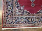 Semi Antique Persian Kashan Rug 4.5 x 7, Red and Navy Blue Persian Carpet, Medallion with Open Field, High Quality, Wool Hand Knotted Vintage Nice - Jewel Rugs