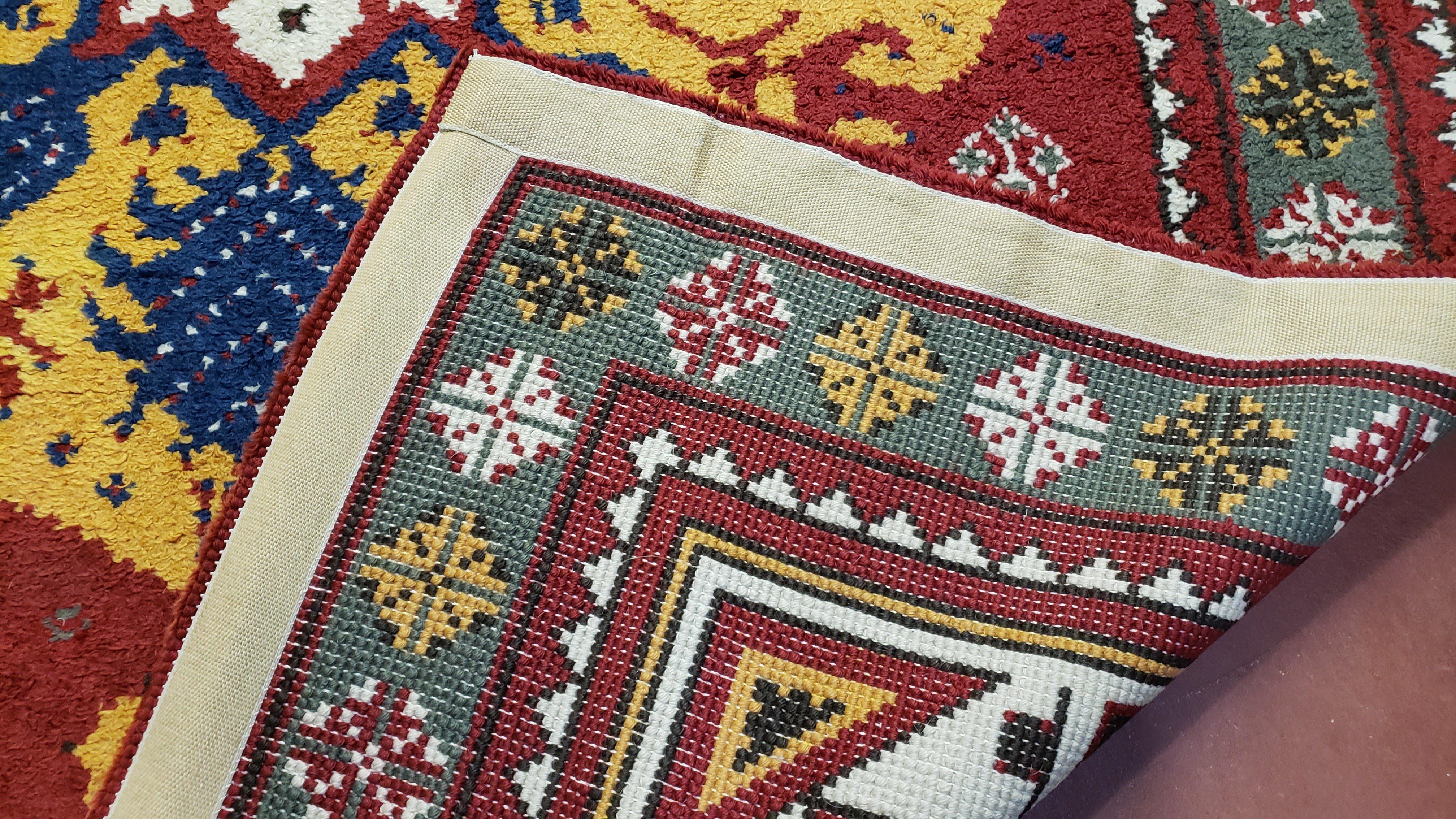 6.5 x 9.1 Power-Loomed Rug Central Medallion Tribal Design Red Blue Yellow Area Rug 6x9 7x9 Colorful Carpet Moroccan Style Boho Rug - Jewel Rugs