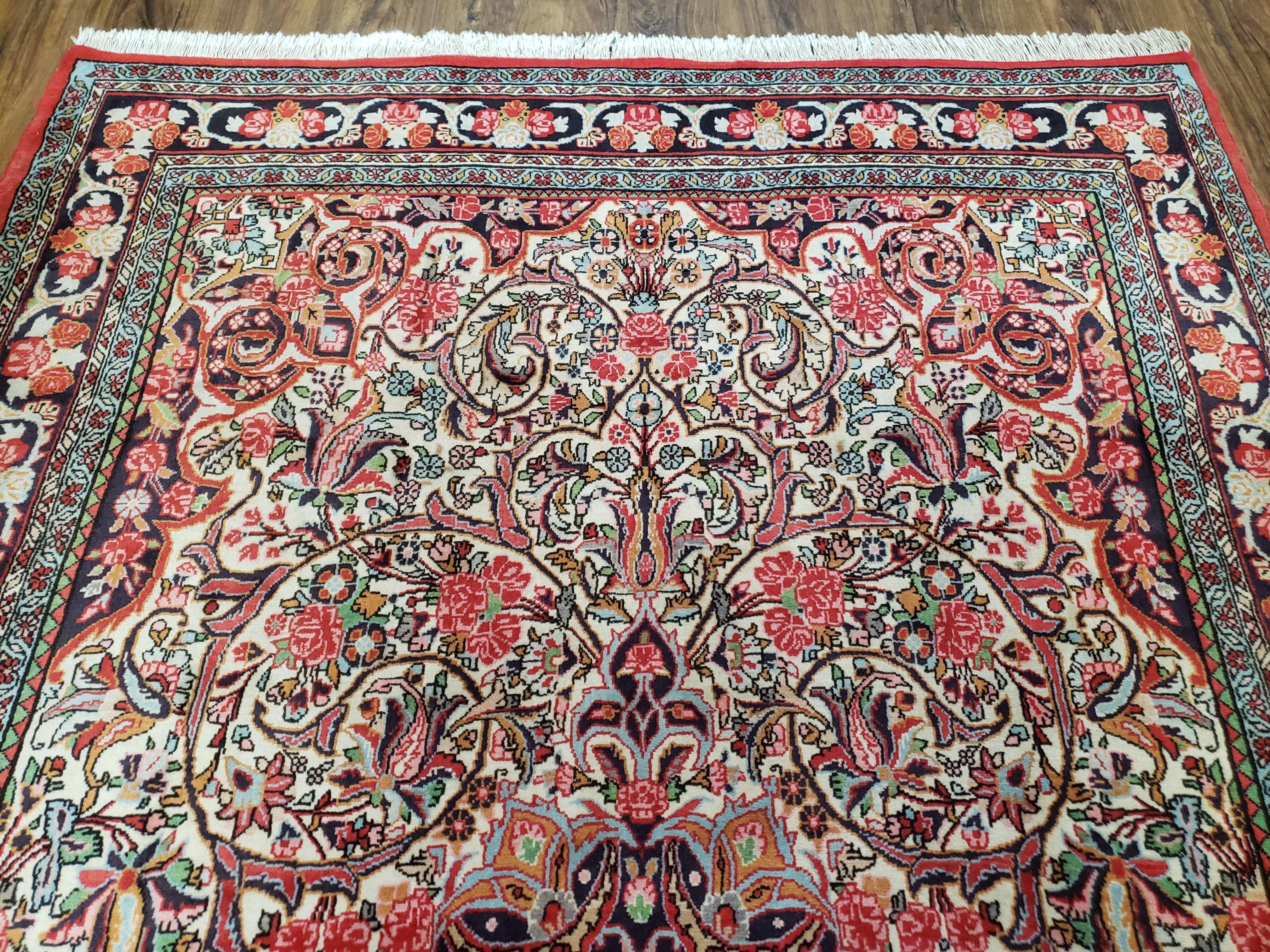 Semi Antique Persian Bidjar Rug, Red & Beige, Hand-Knotted, Wool, 4'7" x 7'10" - Jewel Rugs