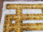 Mid-Century Danish Shag Rug 4.9 x 6.4, Ivory & Gold Vintage Shag Rug, Modern Carpet, Soft Wool High Pile Rug, 1960s Rya Style Contempory Rug - Jewel Rugs