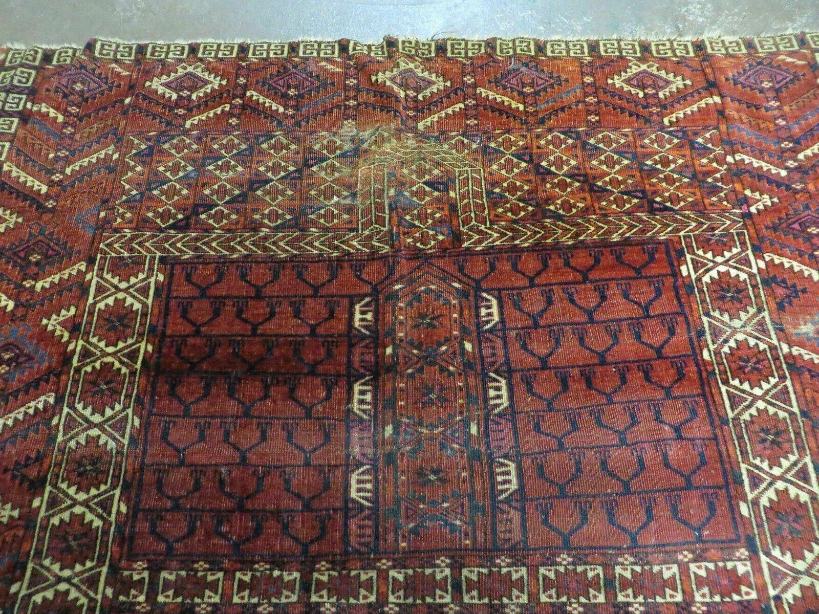 4' X 5' Antique Handmade Fine Tekkeh Turkoman Engsi Hatchli 4 Seasons Wool Rug - Jewel Rugs