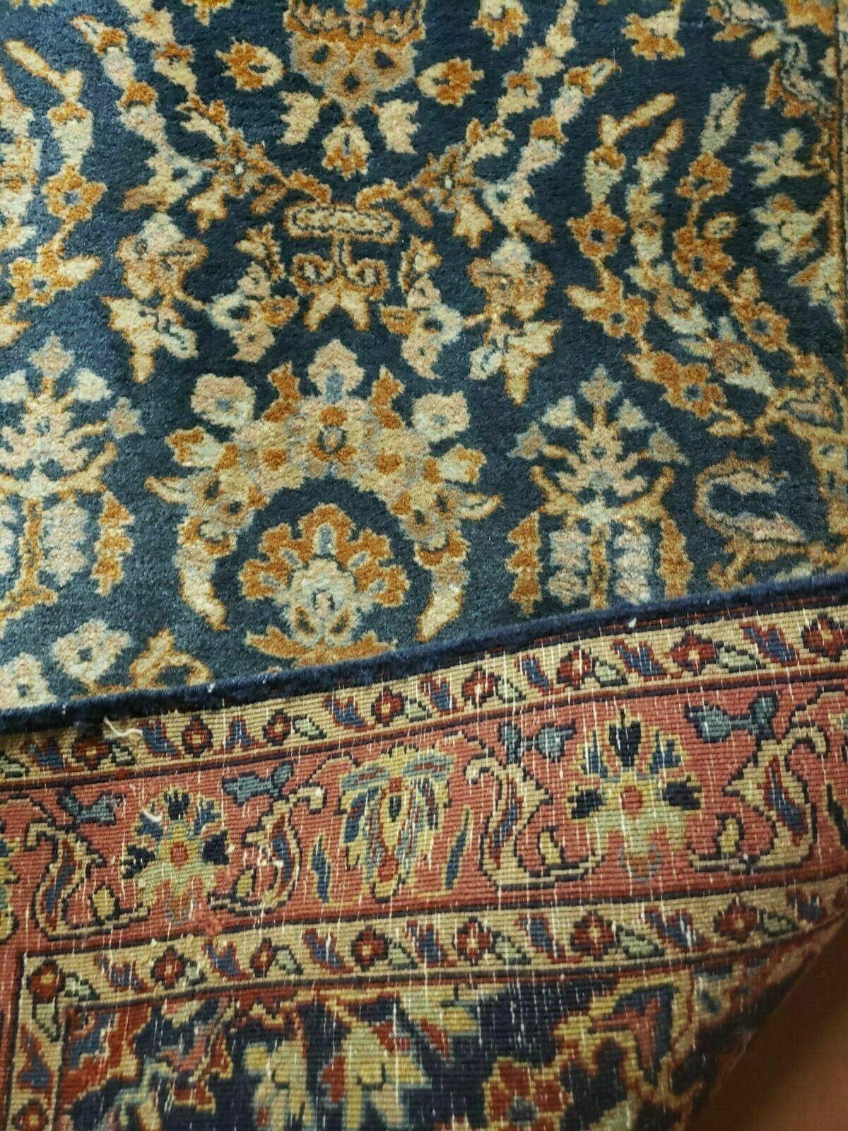 2' 6" X 12' Vintage Handmade India Floral Oriental Wool Rug Runner Carpet Blue - Jewel Rugs