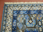 12' x 17' Palace Size Handmade Moroccan Urban Rabat Blue Panel Wool Area Rug - Blue and Beige - Jewel Rugs