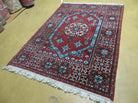 4' X 6' Vintage Wool Carpet - Handmade Moroccan Urban Rabat Red Rug - Jewel Rugs