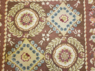 Aubusson Rug 6 x 9 Flat Weave Area Carpet European Design Flowers New Brown Rug Handmade Wool Hand-Knotted Aubusson Weave Medium Rug 6x9 - Jewel Rugs