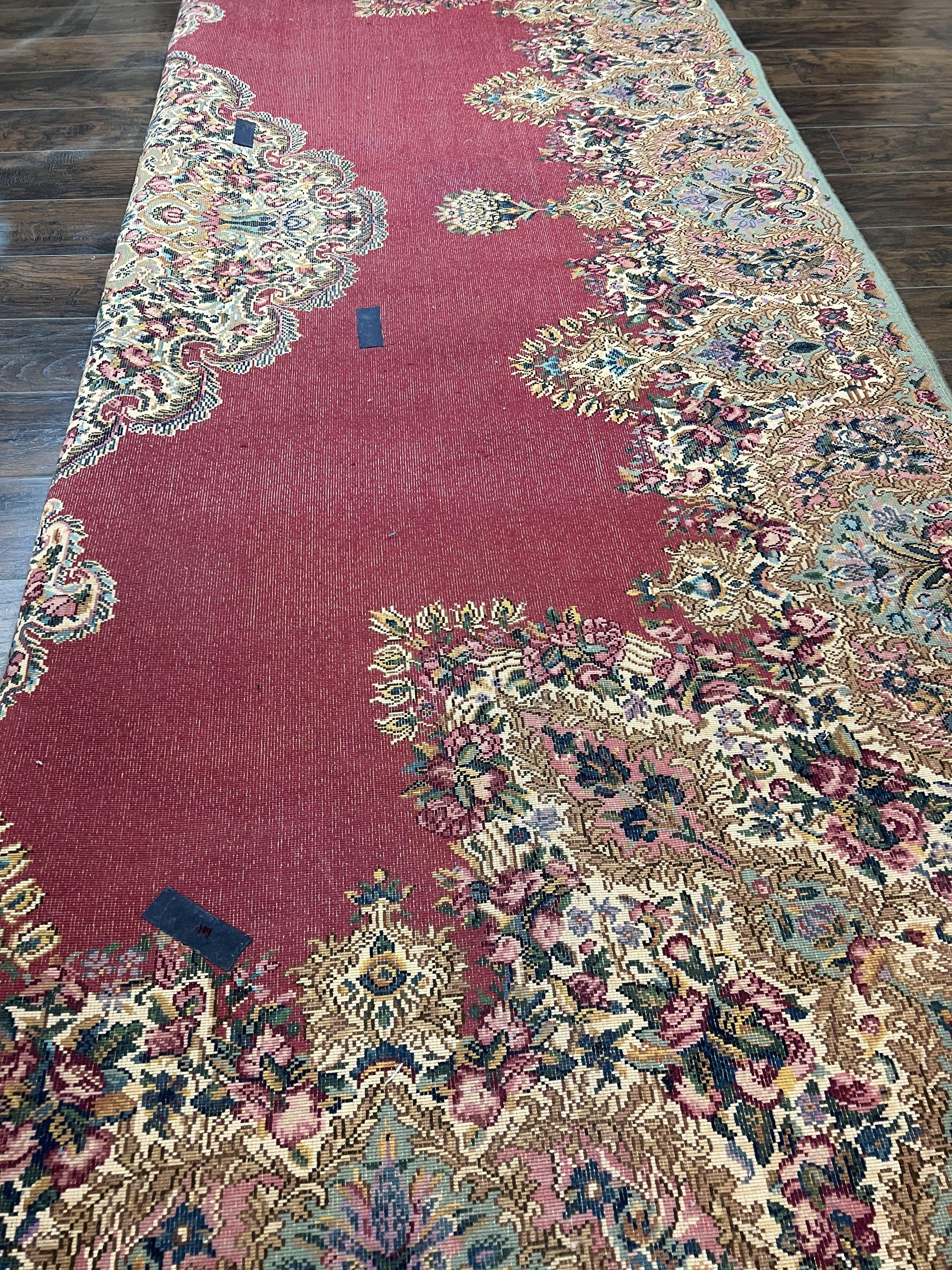 Vintage Karastan Red Kirman Rug #762, 8.8 x 12 Karastan Carpets, Original 700 Series Discontinued Karastan Rug, Large Floral Wool Area Rug - Jewel Rugs