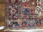 Antique Persian Heriz Rug, Hand-Knotted, Wool, Red Cream Dark Blue, 9' x 11' 10" - Jewel Rugs