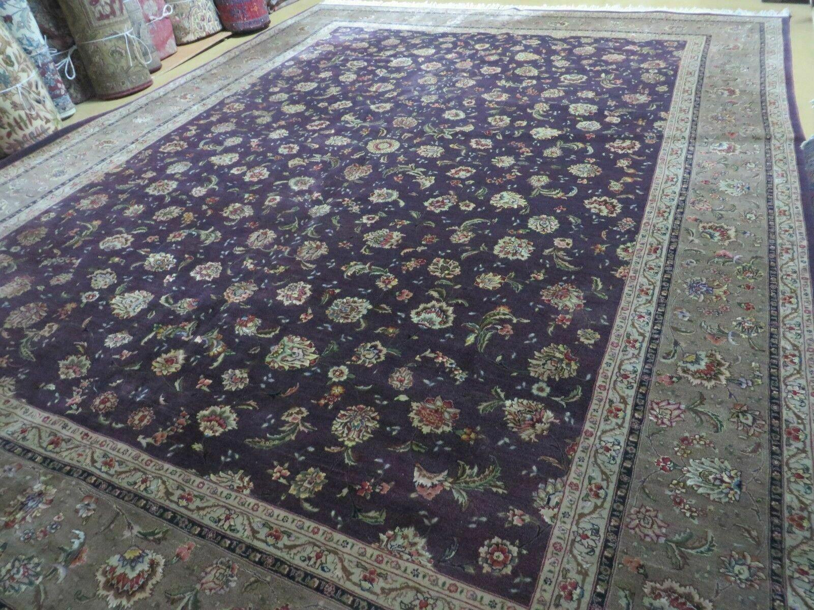 9' X 12' Vintage Handmade Oriental Wool Rug Chinese Hand Knotted Carpet Aubergine - Jewel Rugs