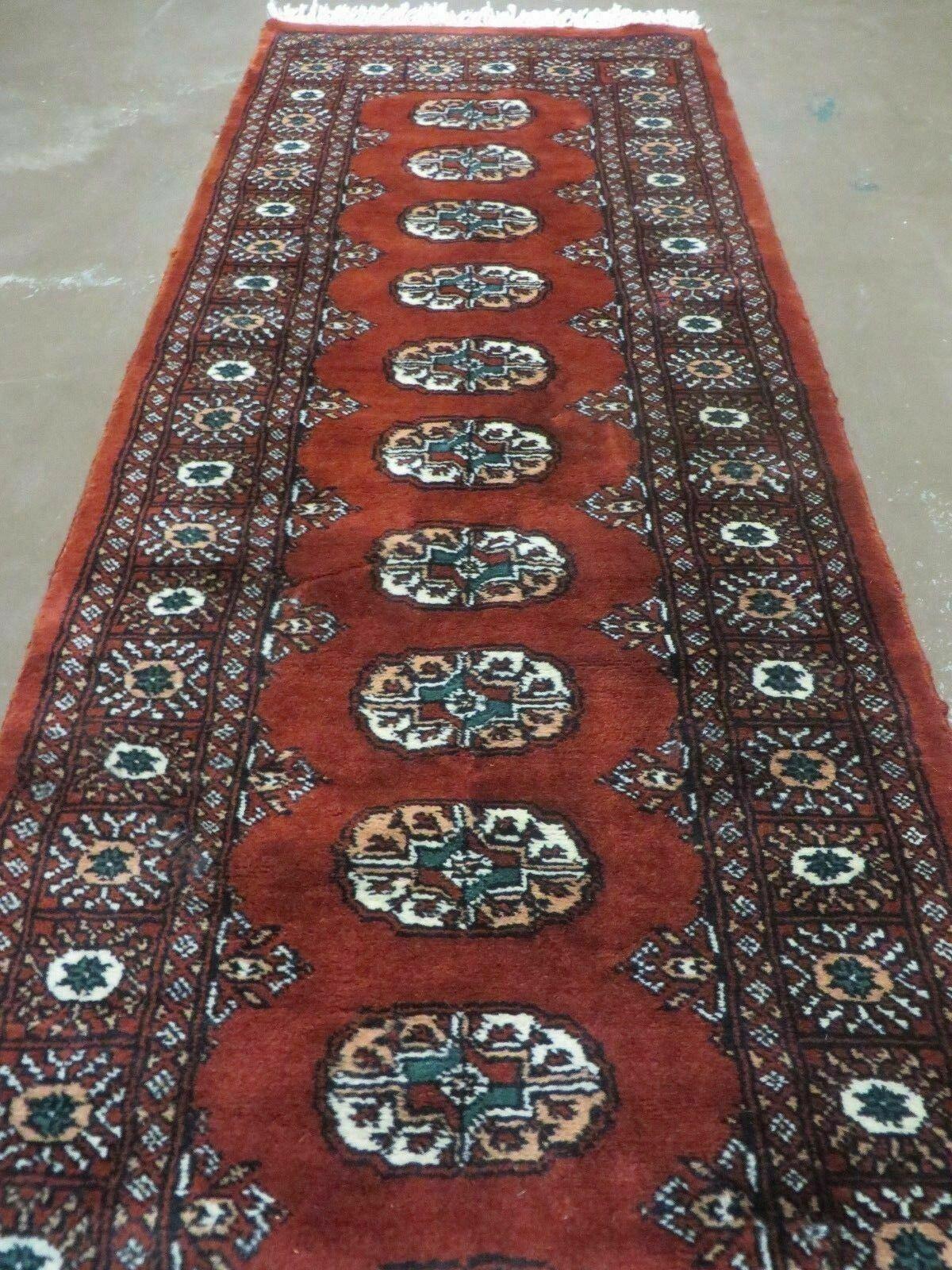 2' 5" X 7' 6" Vintage Handmade Bokhara Turkoman Pakistani Red Wool Runner Rug Nice - Jewel Rugs