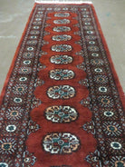 2' 5" X 7' 6" Vintage Handmade Bokhara Turkoman Pakistani Red Wool Runner Rug Nice - Jewel Rugs