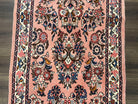 Persian Runner Rug 2.9 x 13.6, Semi Antique Vintage Persian Sarouk Hallway Rug, Wool Oriental Runner, Salmon and Cream, Floral Allover Hand Knotted - Jewel Rugs