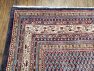 Persian Sarouk Rug 7x11, Antique Persian Carpet, Repeated Paisley Boteh Motif, Mir Pattern, Blue and Beige, Vintage Hand-Knotted Wool Oriental Rug - Jewel Rugs